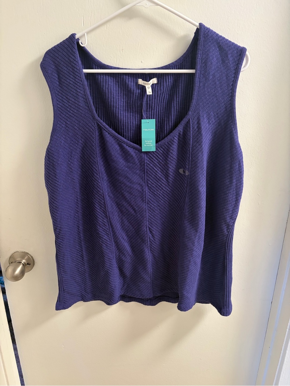 Maurices Blue Ribbed Scoop Neck Tank Top